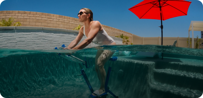 Woman exercising in a swim spa